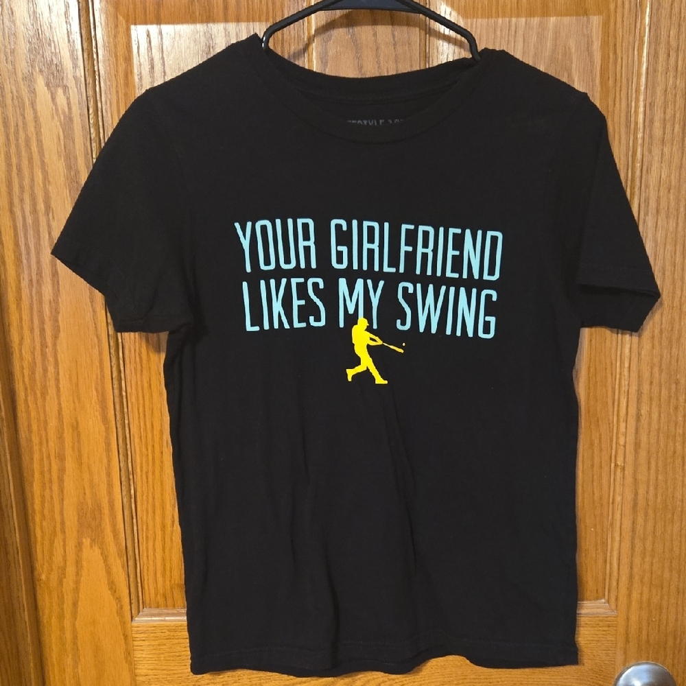 Black Kids Short Sleeve Tee with Fun Graphic